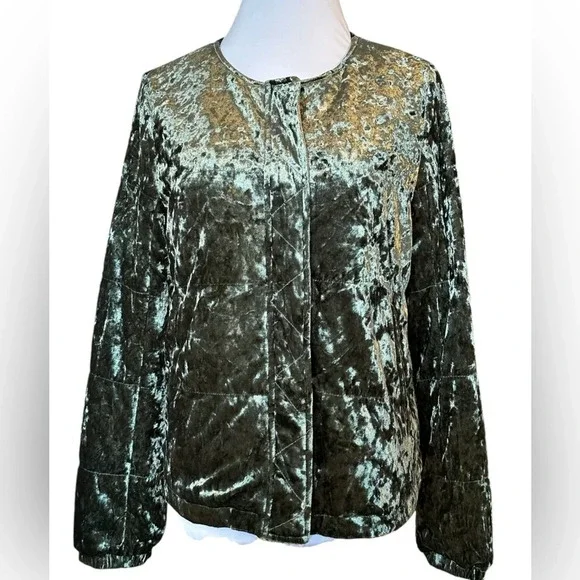 Sanctuary Crushed Velvet Evergreen Bomber Jacket - Picture 2 of 6